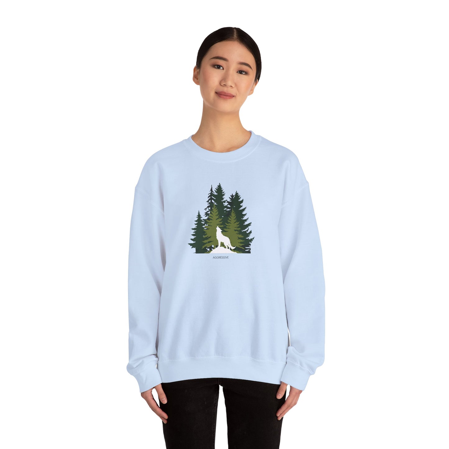 Adventure Awaits Crewneck Sweatshirt - Unisex Heavy Blend with Forest Design