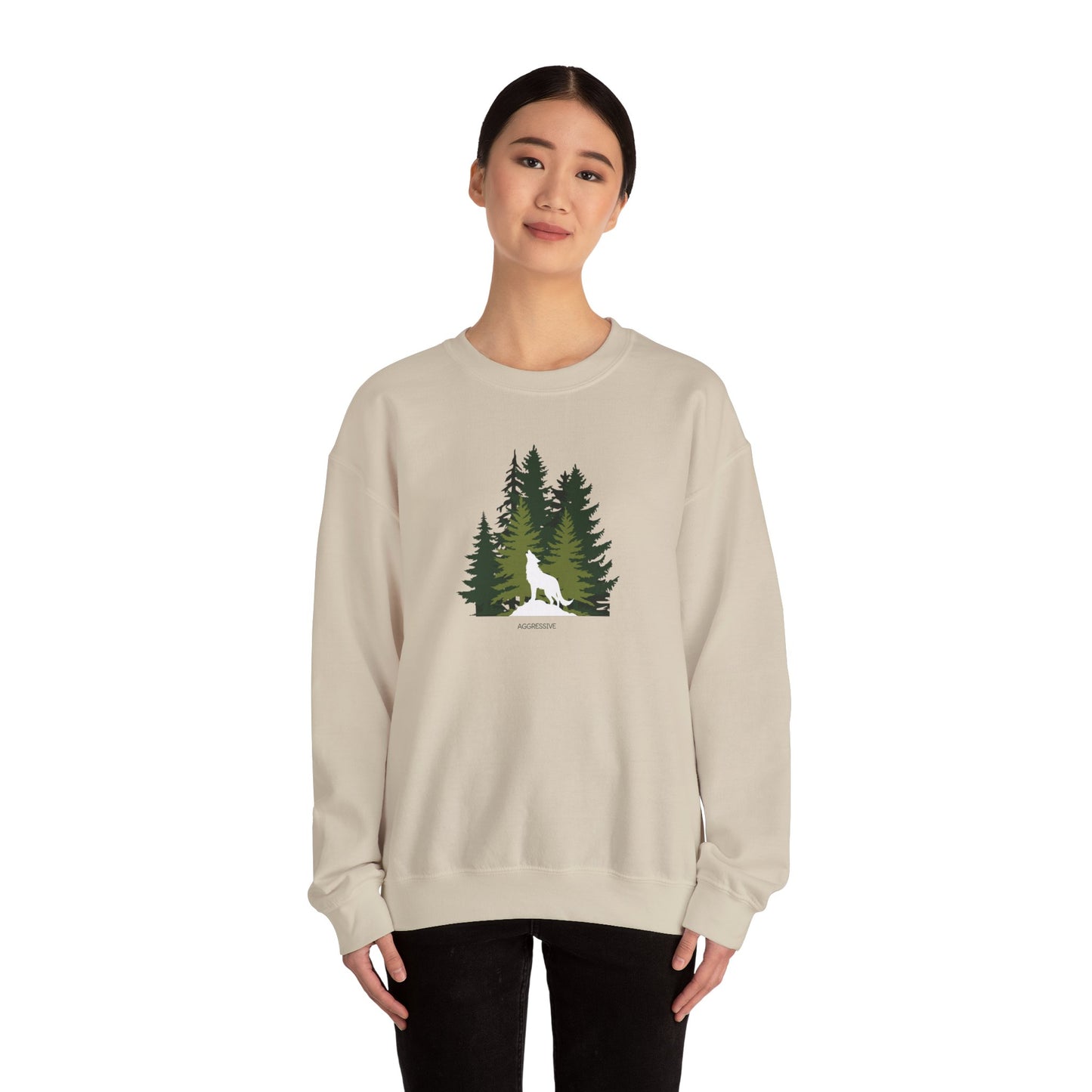 Adventure Awaits Crewneck Sweatshirt - Unisex Heavy Blend with Forest Design