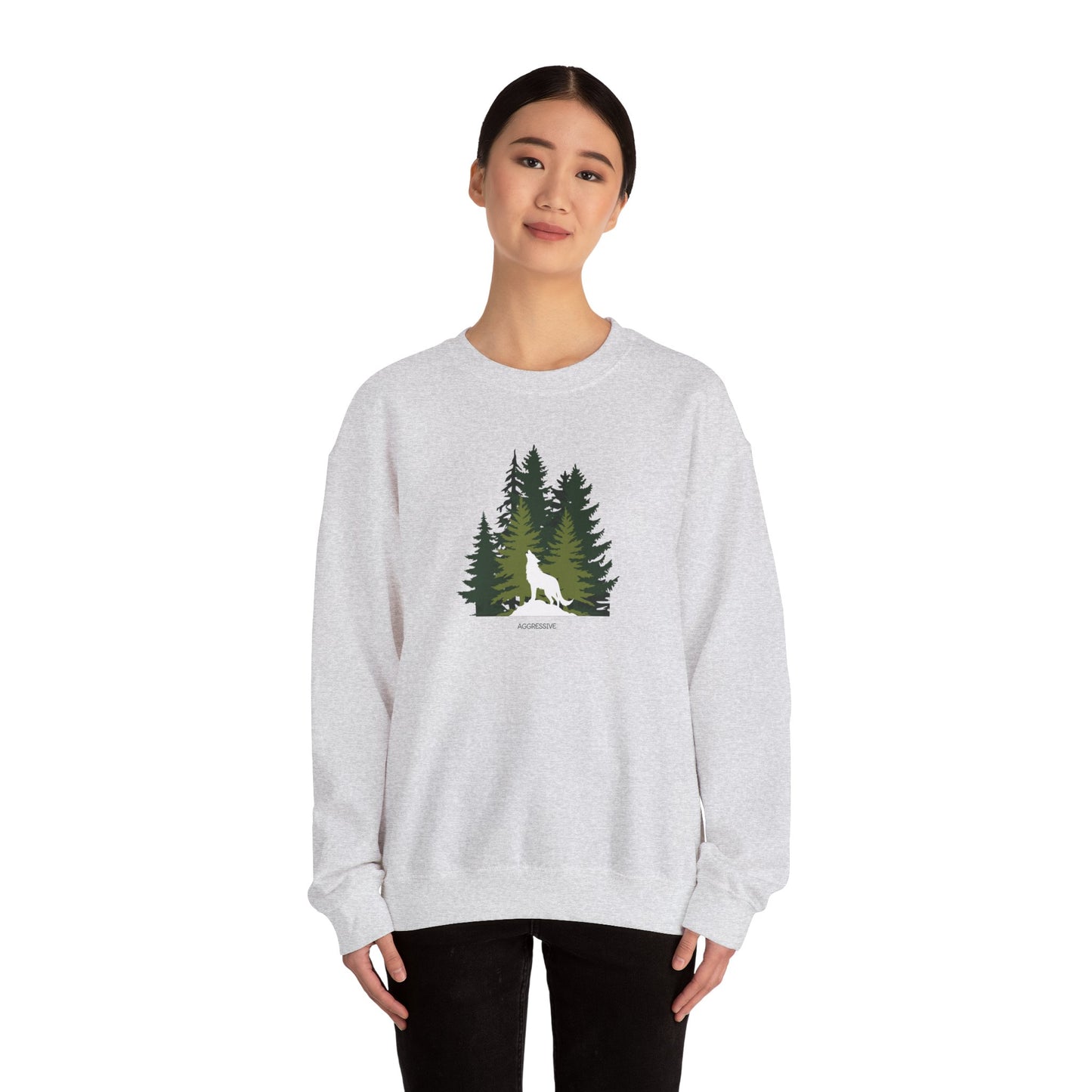 Adventure Awaits Crewneck Sweatshirt - Unisex Heavy Blend with Forest Design